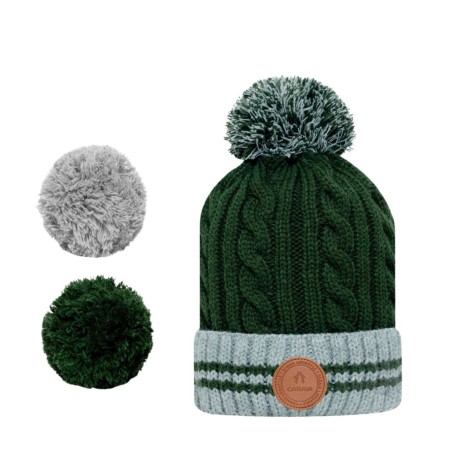 Cabaïa - Bonnet + 3 pompons - Creamy Gin Kaki polar