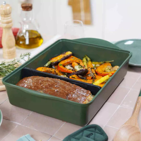 L’Incroyable Plat à Four Ajustable Cookut – Vert fougére | Séparateur breveté & sans PFAS