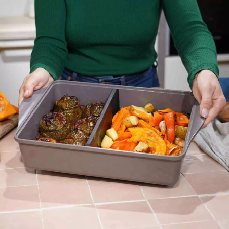 Cookut - Plat à Four Taupe Moka avec Séparateur Breveté