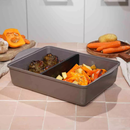 Cookut - Plat à Four Taupe Moka avec Séparateur Breveté