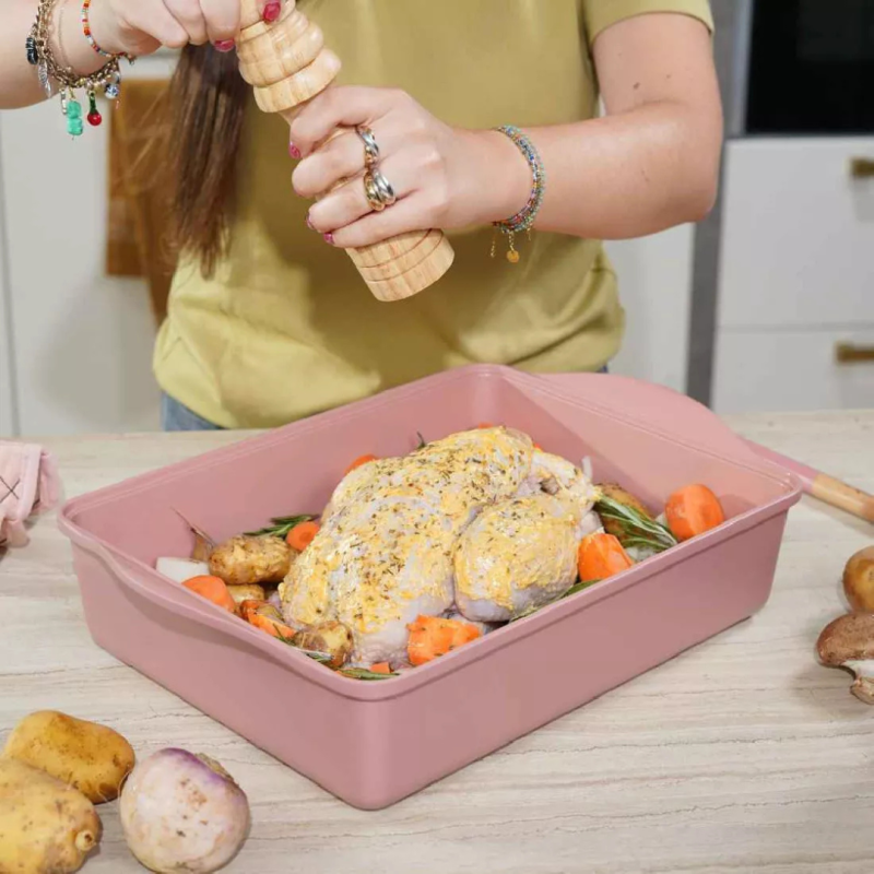L’Incroyable Plat à Four Ajustable Cookut – Rose Guimauve | Séparateur breveté & sans PFAS