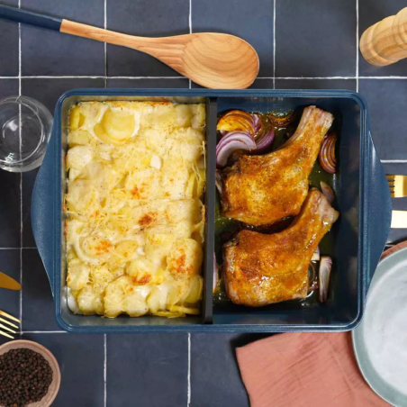 L’Incroyable Plat à Four Ajustable Cookut – Bleu myrtille | Séparateur breveté & sans PFAS