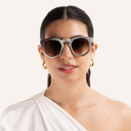 Charly Therapy - Lunettes solaires métalliques à monture recyclée - Audrey silver