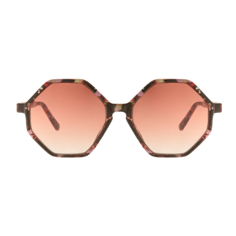 Charly Therapy - Lunettes solaires roses à monture hexagonale recyclée - Frida spring