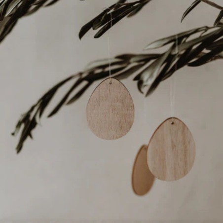 Lot de 8 pendentifs en bois oeufs - Eulenschnitt