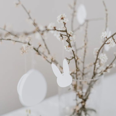 Lot de 8 pendentifs en bois lapins - Eulenschnitt