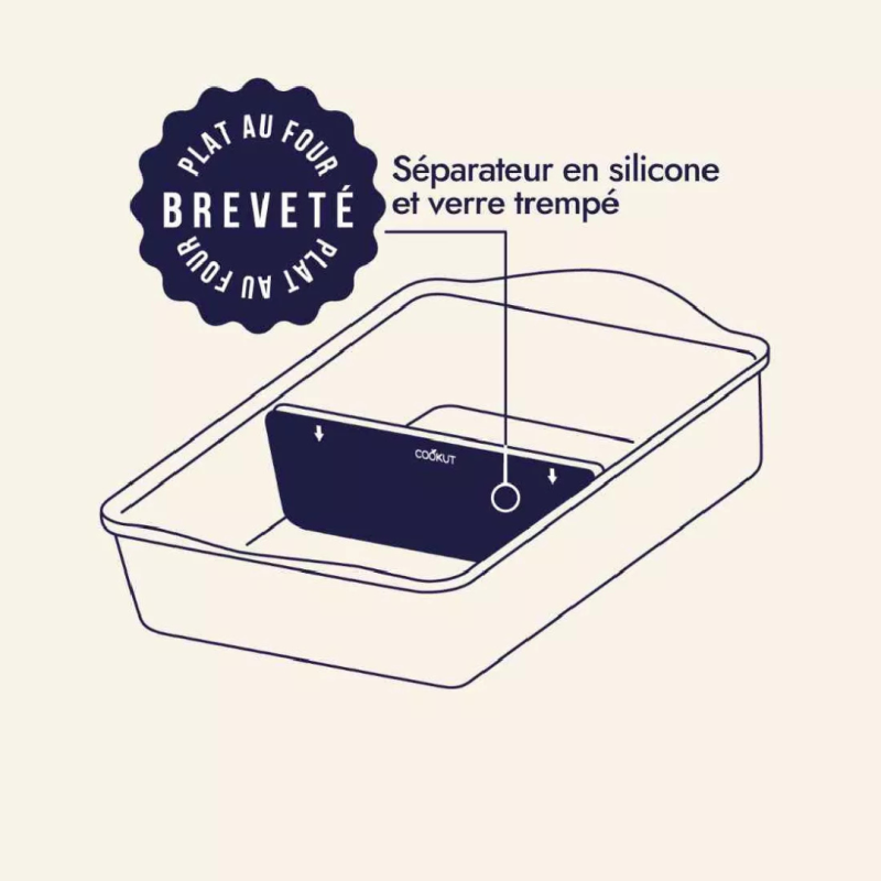 L’Incroyable Plat à Four Ajustable Cookut – Gris perle | Séparateur breveté & sans PFAS