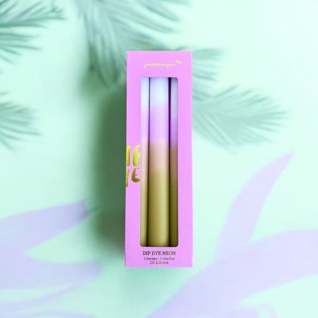 Ensemble de 3 bougies coniques colorées à la main - Pink Stories