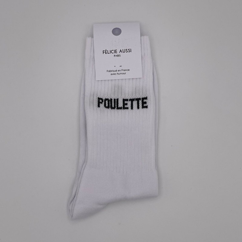 Chaussettes hautes blanches – Félicie Aussi | Taille 36–40 | Fabriquées en France
