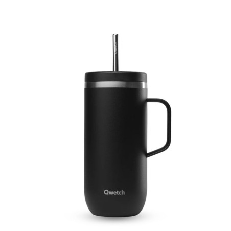Cold Cup isotherme inox avec anse - 600 ml - Noir - Qwetch