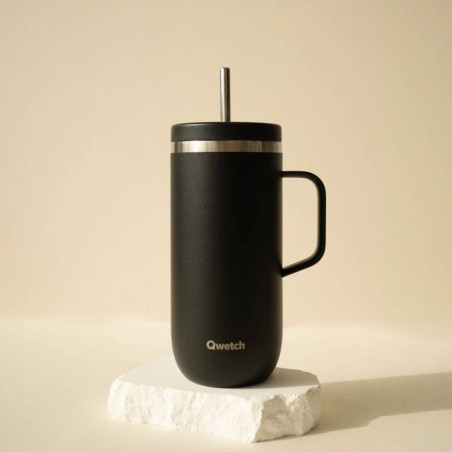 Cold Cup isotherme inox avec anse - 600 ml - Noir - Qwetch