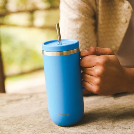 Cold Cup isotherme inox avec anse - 600 ml - Noir - Qwetch