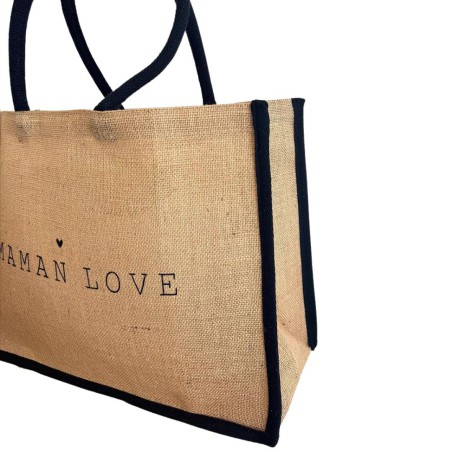 Marcel & Lily - Sac cabas en jute naturelle - Maman love - taille L
