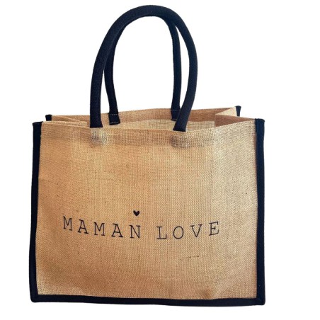 Marcel & Lily - Sac cabas en jute naturelle - Maman love - taille L