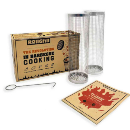 RollGrill barbecue Cookut – Accessoire cuisson 360° – Inox – Coffret 2 cylindres + recettes