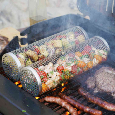 RollGrill barbecue Cookut – Accessoire cuisson 360° – Inox – Coffret 2 cylindres + recettes