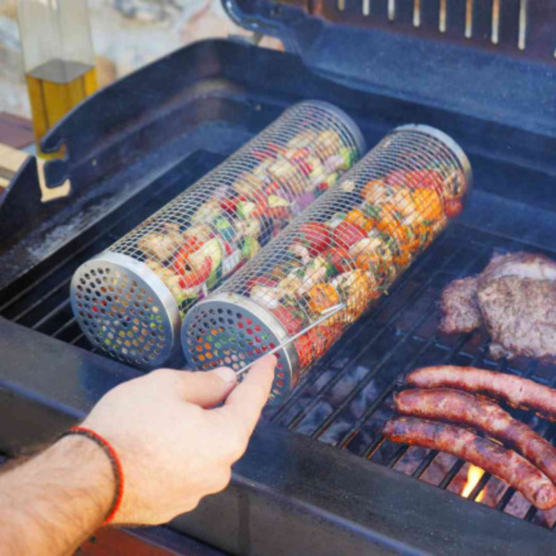 RollGrill barbecue Cookut – Accessoire cuisson 360° – Inox – Coffret 2 cylindres + recettes