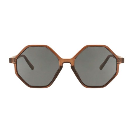 Charly Therapy - Lunettes solaires hexagonales monture recyclée - Frida marron
