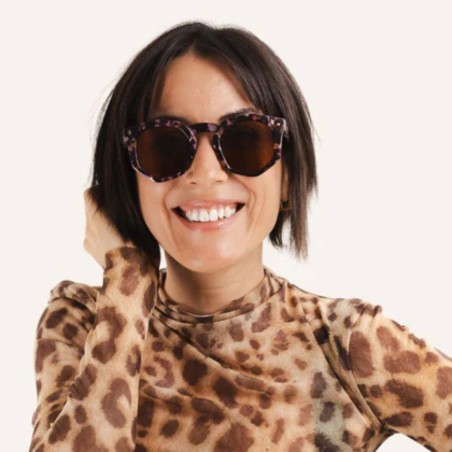 Charly Therapy - Lunettes solaires brunes à monture hexagonale recyclée - Audrey spring
