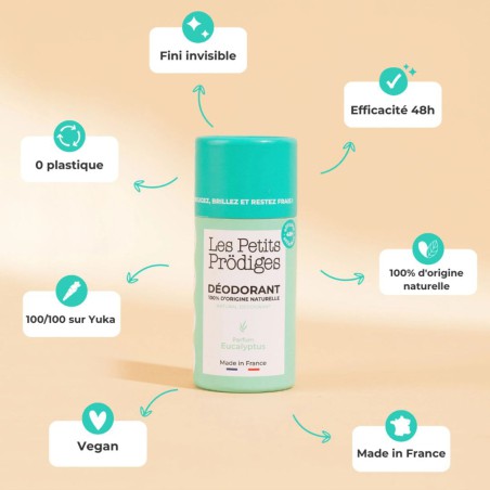 Déodorant Les Petits Prodiges – 100% Naturel, Parfum Eucalyptus 