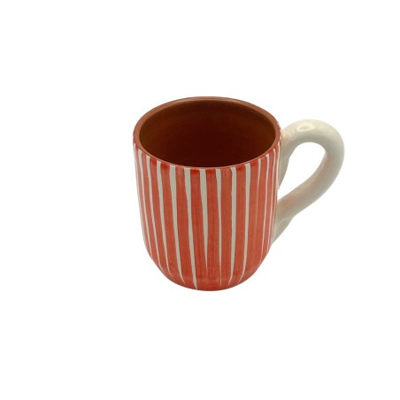 Mug céramique rouge lignes - A Loja de Ceramica
