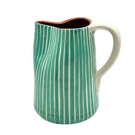 Cruche 1L céramique lignes vert d'eau - A Loja de Ceramica
