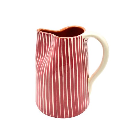 Cruche 1L céramique lignes vieux rose - A Loja de Ceramica