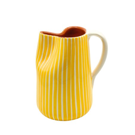 Cruche 1L céramique lignes jaune moutarde - A Loja de Ceramica