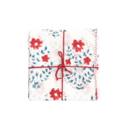 Serviettes en tissu Suzette à Table – Lot de 4 – Coton surcyclé et coloré