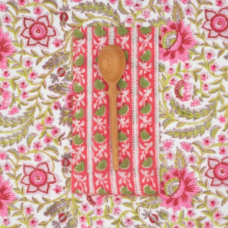 Serviettes en tissu Suzette à Table – Lot de 4 – Coton surcyclé et coloré