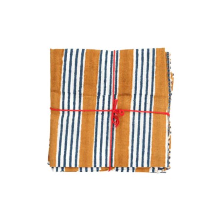 Serviettes en tissu Suzette à Table – Lot de 4 – Coton surcyclé et coloré