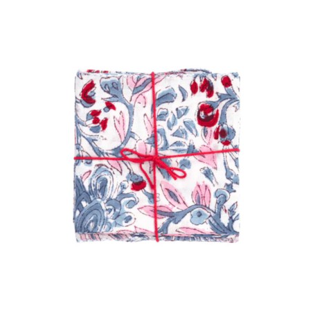 Serviettes en tissu Suzette à Table – Lot de 4 – Coton surcyclé et coloré