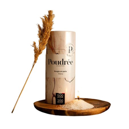 Bougie “Poudrée Ankaa – Ébène” – Bois, Ambre, Frais