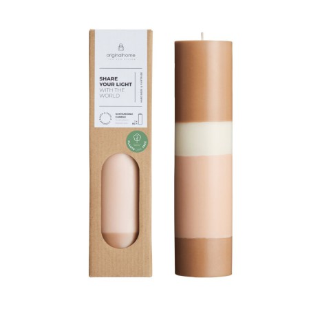 Bougie Pilier Layered Tall Limestone – Originalhome, 100 % végétale & artisanale – 85 h