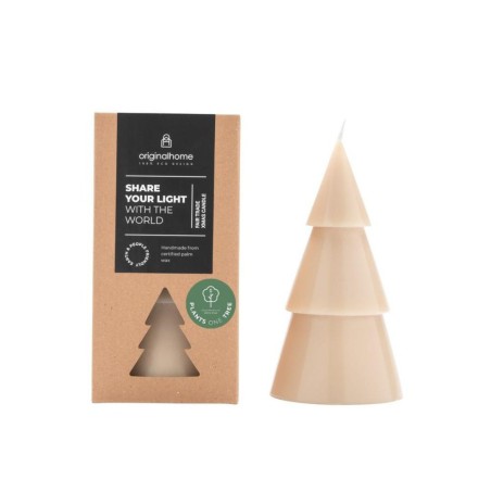 Bougie Tree Candle Beige L – Cire Végétale RSPO, Artisanale & Durable – Originalhome