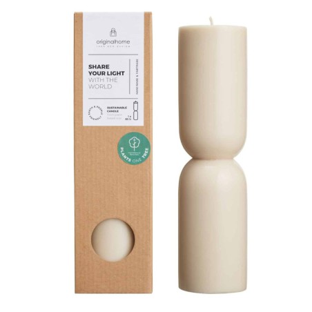 Bougie Tree Candle Beige L – Cire Végétale RSPO, Artisanale & Durable – Originalhome