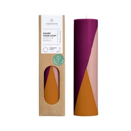 Bougie Pilier Diagonal Tall Earthy Plum – Originalhome, Cire Végétale & Engagement Durable