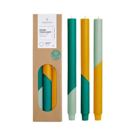 Set de 3 Diagonal Dinner Candles “Ocean Bloom” – Originalhome, Cire Végétale & Design