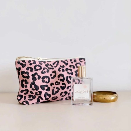 Trousse Sofia – Rose in April | Coton OEKO-TEX, motif léopard fun
