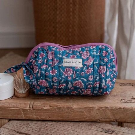 Trousse Maquillage – Bindi Atelier | Coton Matelassé Fait Main, 21x11cm