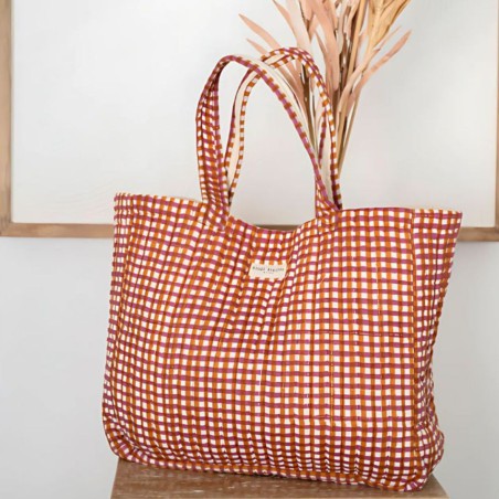 Cabas – Sac Cabas Matelassé en 100% Coton Fait Main, 40 x 35 x 15 cm | Bindi Atelier