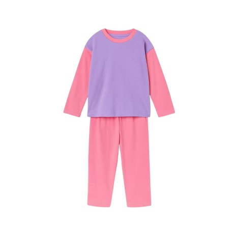 Pyjama coton bio gaufré carreaux orange – Certifié OEKO-TEX®, fabriqué au Portugal