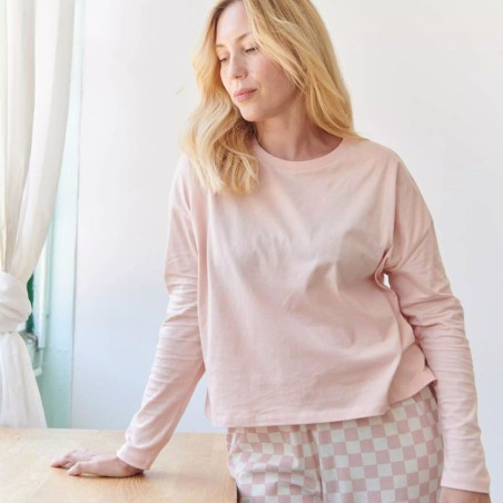 Pyjama coton bio gaufré carreaux orange – Certifié OEKO-TEX®, fabriqué au Portugal