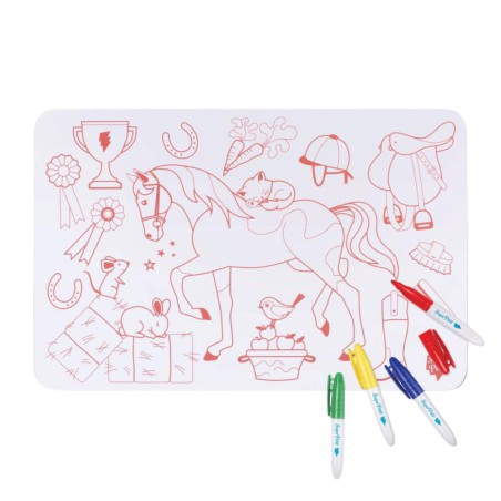 Mini Coloriage Réutilisable Poney Club – Set de table en silicone SuperPetit