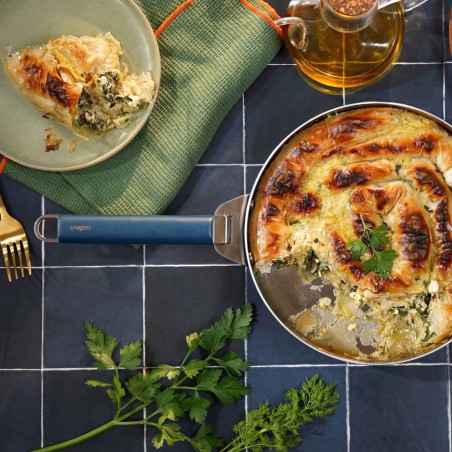 Poêle inox Cookut La Merveilleuse 24 cm – Bleu Myrtille | Sans nickel, tous feux, 2 L 