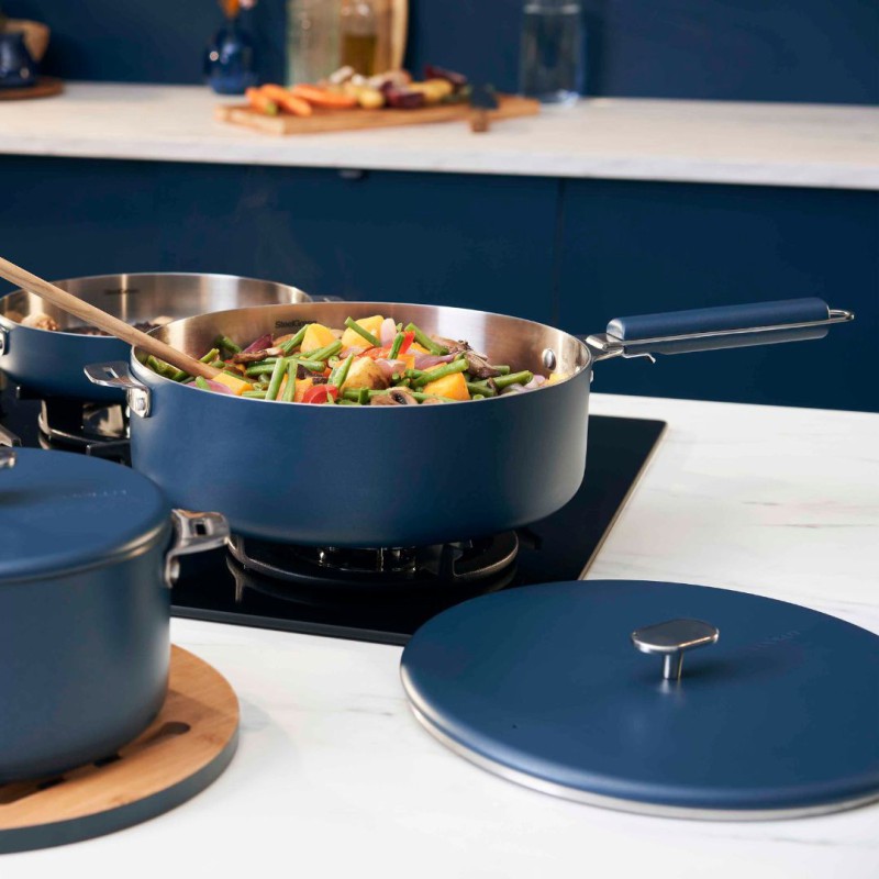 Sauteuse inox Cookut La Merveilleuse 28 cm – Bleu Myrtille  | Sans nickel, 4,5 L, tous feux + four 