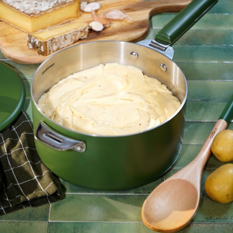 La Merveilleuse Cookut – Casserole inox sans nickel 20 cm – Vert Fougére | 3L, tous feux + four 