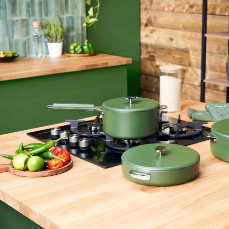 La Merveilleuse Cookut – Casserole inox sans nickel 20 cm – Vert Fougére | 3L, tous feux + four