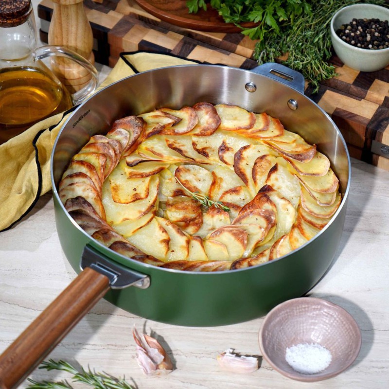 Sauteuse inox Cookut La Merveilleuse 28 cm – Vert Fougére  | Sans nickel, 4,5 L, tous feux + four 