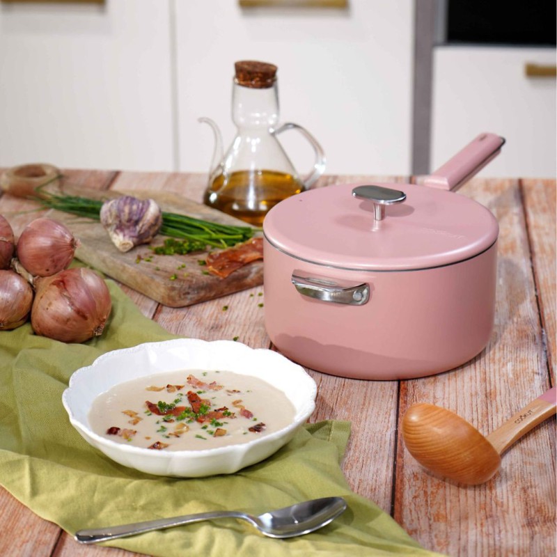 La Merveilleuse Cookut – Casserole inox sans nickel 20 cm – Rose Guimauve | 3L, tous feux + four 